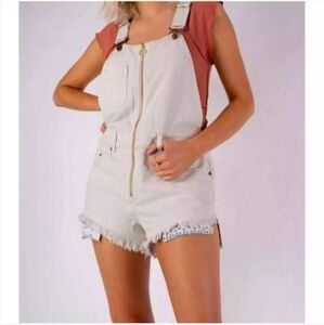 NWT Free People Sunkissed Shortalls off white Size 12